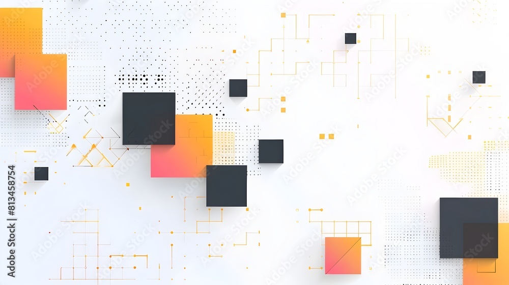 Aufkleber Minimalist abstract geometric pattern with modular shapes and gradients on a clean white backdrop