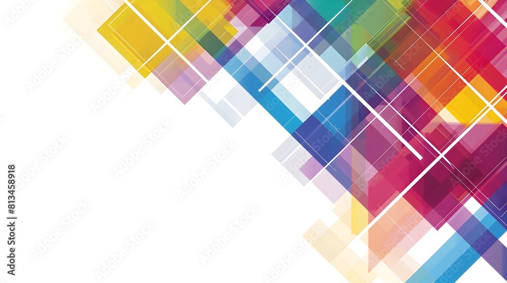 Aufkleber Geometric Abstract Kaleidoscopic Background in Spectrum of Jewel Toned Hues with Copyspace