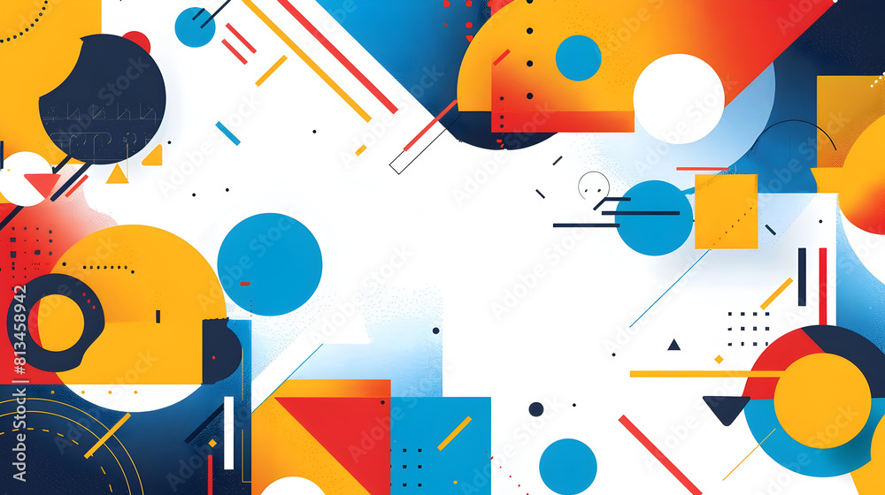 Aufkleber Dynamic Abstract Geometric with Bold Contrast and Expertly Arranged Shapes in Minimal Composition