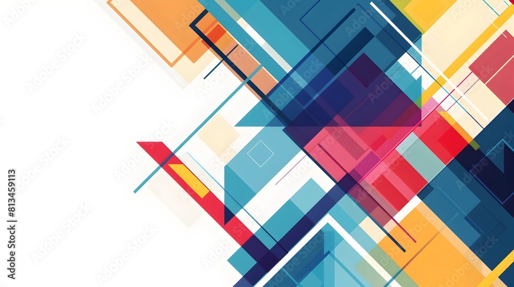 Aufkleber Mesmerizing abstract geometric background featuring a dynamic array of interlocking faceted shapes in a vibrant high contrast color scheme on a