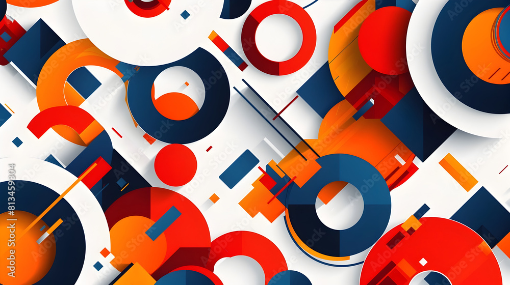 Aufkleber Mesmerizing Abstract Geometric Composition with Vibrant Color Palette and Minimalist Flat Design