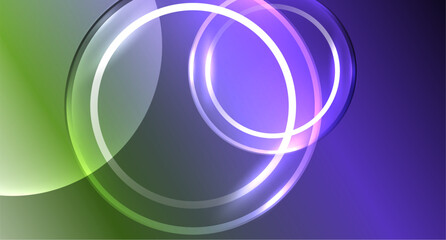 Neon glass circle copyspace for your text or product presentation geometric background. Vector illustration For Wallpaper, Banner, Background, Card, Book Illustration, landing page