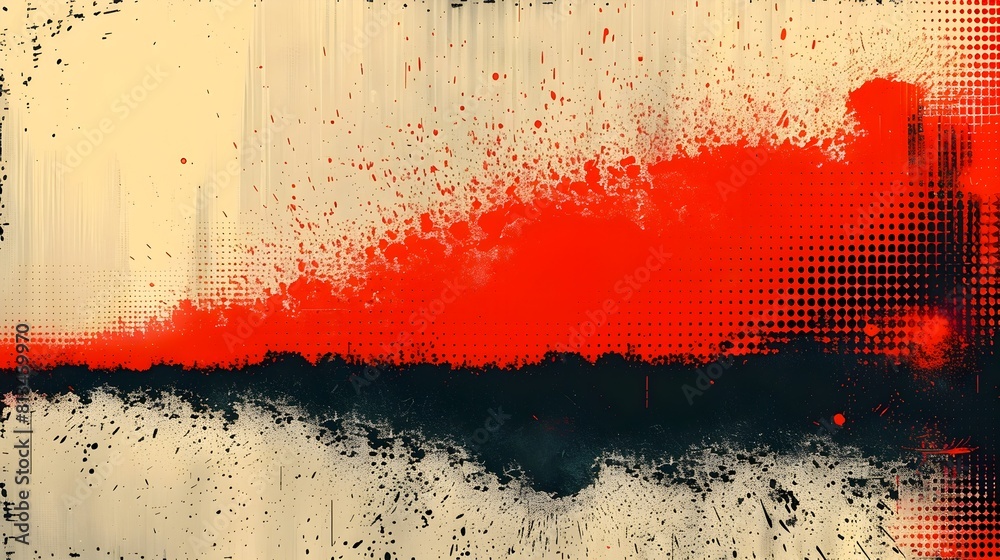 Poster vibrant grunge backdrop with halftone dot pattern and splattered paint effect for striking digital d