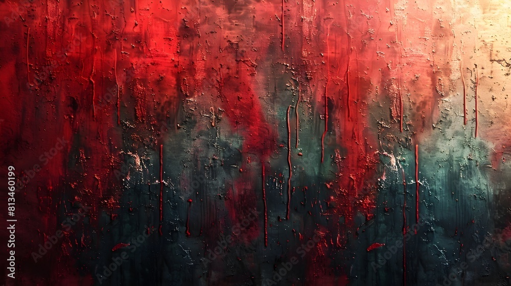 Poster vibrant and moody abstract grunge painting with energetic color splashes and textured brushstrokes d