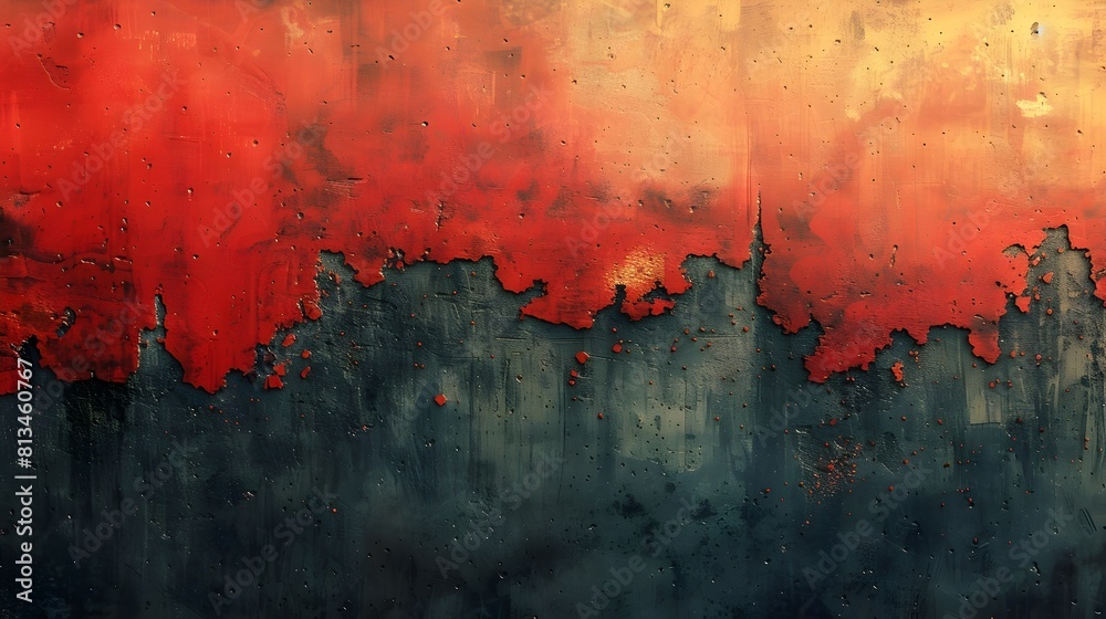 Poster Intense Grunge Abstract Background with Fiery Red Orange Tones and Moody Grungy Textures