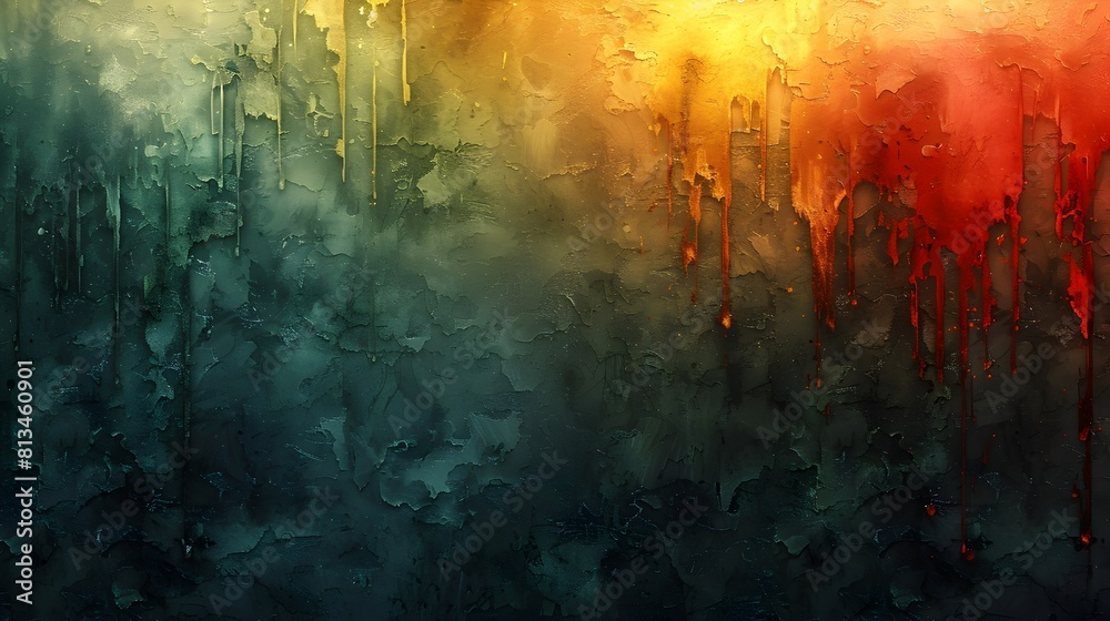 Poster glowing dystopian cityscape enveloped in turbulent grunge atmosphere of vibrant abstract expressioni