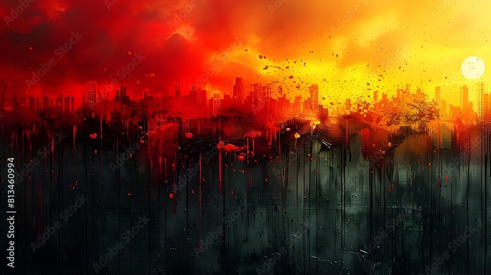 Poster Fiery Apocalyptic Grunge Backdrop with Intense Scorched and Chaotic Abstract Textures