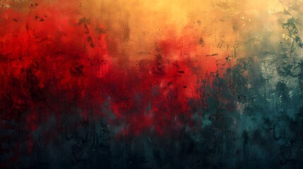 Fototapeta premium Vibrant Grunge Abstract Painting with Fiery Splashes and Moody Textures