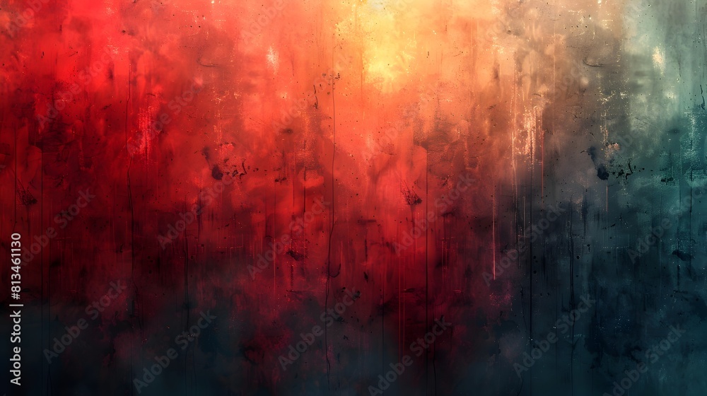 Aufkleber Vibrant Grunge Abstract Background with Layered Textures and Fluid Splashes of Bold Colors