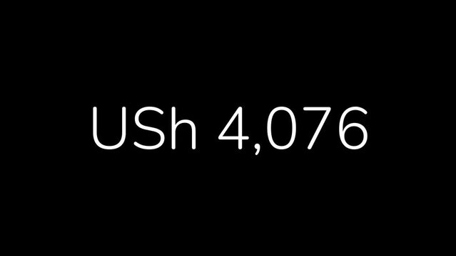 Ugandan Shilling Amount Counting from 0 to 1 Million in 60 Seconds Animation. HD Resolution Animation. Minimalist Style with Transparent Background. Alpha Channel Included.
