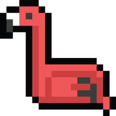 Pixel art cartoon pink flamingo icon