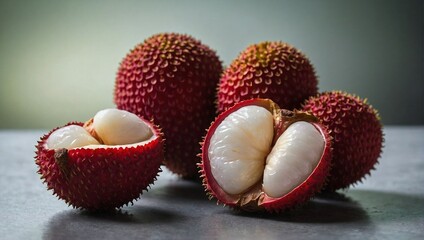 A lychee peeled open