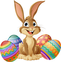 Easter Bunny and Chocolate Eggs Rabbit Cartoon