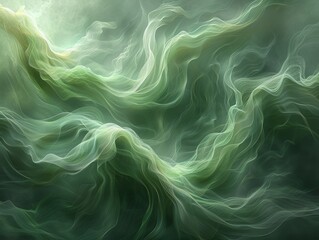 Abstract image with green dynamic swirling lines.