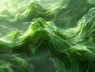 Abstract image with green dynamic swirling lines.