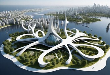 3D Model A Futuristic Cityscape With Advanced Arch (7)