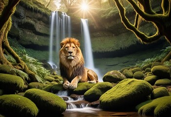 Fantasy a majestic lion towering above a majestic  (7)