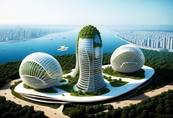 Fantasy A Futuristic Cityscape With Advanced Archi (7)