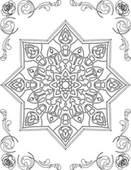 Printable Mandala Coloring Page for Adults. Educational Resources for School for Kids. Adults Coloring Book. Mandala Coloring Activity Worksheet.