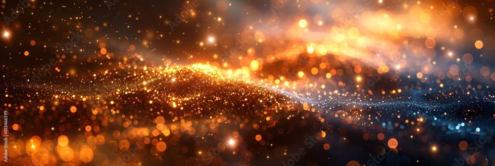 Poster glittering golden ethereal abstract background with shimmering luminous cosmic energetic gradient ef