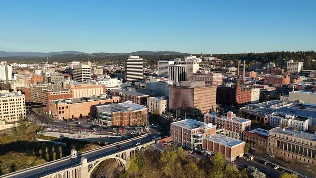 spokane aerial view summer downtown washington