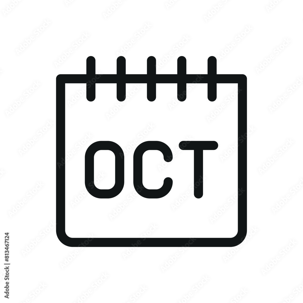 Poster october calendar isolated icon, oct month vector symbol with editable stroke