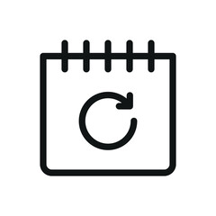 Calendar refresh isolated icon, rebooking vector icon with editable stroke
