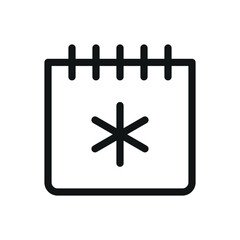 Winter season isolated icon, Calendar with snowflake symbol vector icon with editable stroke