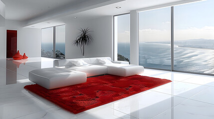 Captivating Minimalist Interior with Breathtaking Ocean Panorama in Modern Luxury Villa