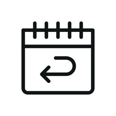 Calendar return isolated icon, return date vector icon with editable stroke