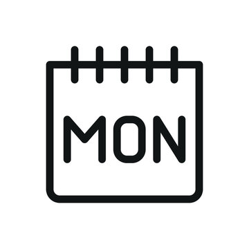 recommend clip art: Monday calendar isolated icon, MON week day vector symbol with editable stroke