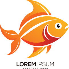 a minimalist Goldfish logo vector art illustration with a Goldfish  icon logo