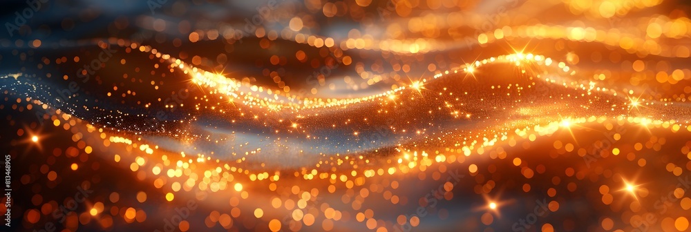 Aufkleber shimmering waves of radiant golden splendor an enchanting abstract backdrop for captivating digital 