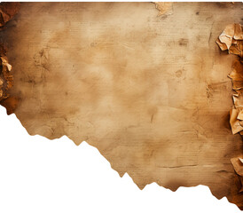 Fototapeta premium Vintage Torn Paper or Parchment Paper, Ripped Paper, Transparent Background, PNG, Old Texture, Distressed Texture