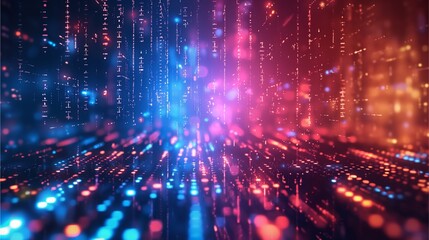 Fototapeta premium An abstract realm where the essence of literacy unfolds through detailed information codes from the matrix, against a backdrop of digital.