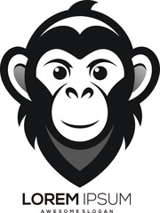 a minimalist Monkey logo vector art illustration with a Monkey icon logo