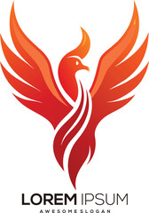 minimalist phoenix logo vector art illustration with a phoenix icon logo
