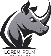 minimalist Rhino logo vector art illustration with a Rhino icon logo