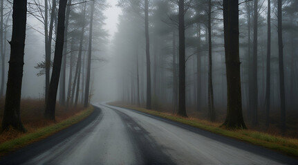 Obraz premium The path through the dark forest.Generative.Ai