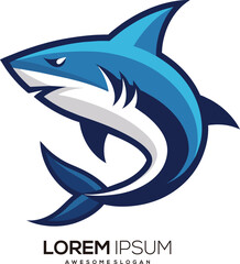 minimalist Shark logo vector art illustration with a Shark icon logo