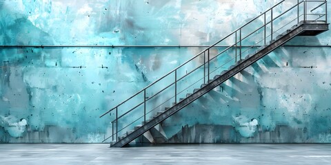 Iron staircase to industrial platform with raw material design. Concept Industrial Design, Raw Materials, Iron Staircase, Platform Concept, Factory Aesthetic