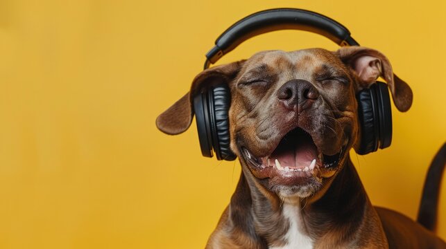 Canine Music Lover in Orange Hues