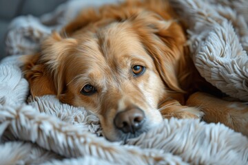 Cozy Canine Scene, Golden Retrievers at Rest