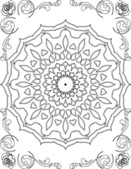 Fototapeta premium Printable Mandala Coloring Page for Adults. Educational Resources for School for Kids. Adults Coloring Book. Mandala Coloring Activity Worksheet.