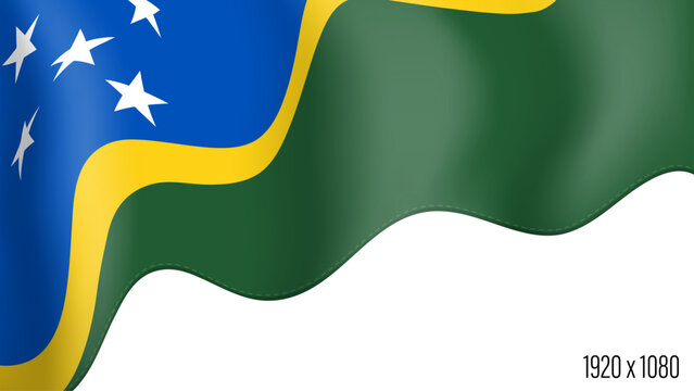 Solomon Islands country flag realistic independence day background. Solomon Islands commonwealth banner in motion waving, fluttering in wind. Festive patriotic HD format template for independence day