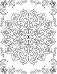 Printable Mandala Coloring Page for Adults. Educational Resources for School for Kids. Adults Coloring Book. Mandala Coloring Activity Worksheet.