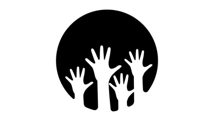 human hands up,  black isolated silhouette
