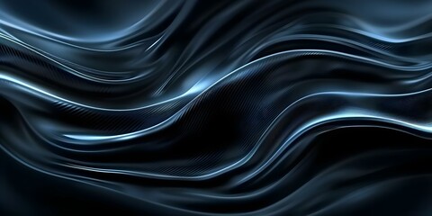 Obraz premium Sleek Visual Effect: Black Carbon Fiber Background on Abstract Dark Backdrop. Concept Monochromatic Style, Textured Surfaces, Reflective Light Trick, Dynamic Shadows