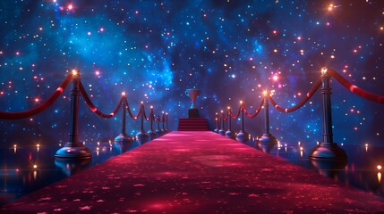 Glamour Under the Stars: Award Ceremony with Red Carpet and Starlit Sky