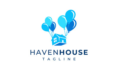 Blue Sky - Balloon House Logo - Heaven House - Moving Home Real Estate Logo 